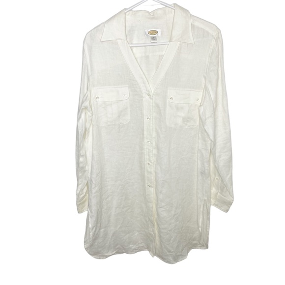 VTG Talbots white linen tunic or swim coverup h - Picture 1 of 5